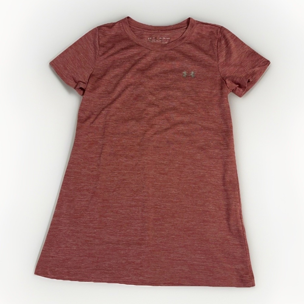 Under Armour T-Shirt Womens XS Rose‎ Heathered HeatGear Loose Fit Athletic Gym